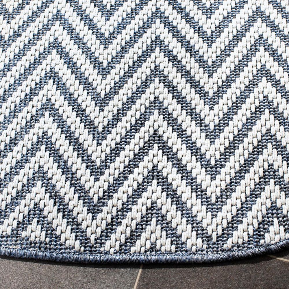 Safavieh Bermuda 6&#39;7&quot; Round Blue and Creme Indoor/Outdoor Area Performance Rug, , large