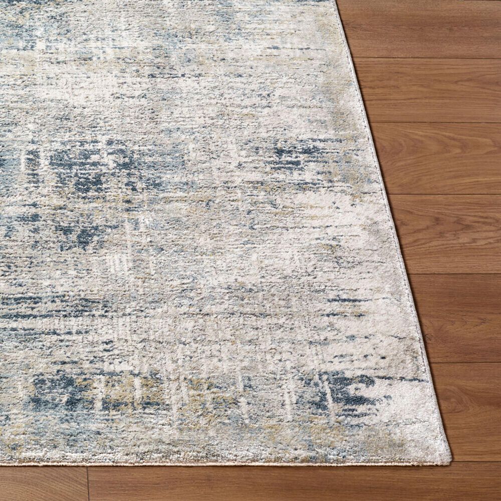 Surya Brunswick Cream, Light Gray, Charcoal, Blue, Dark Blue and Mustard 2&#39;7&quot; x 7&#39;3&quot; Runner, , large