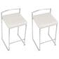 Lumisource Fuji Stackable Counter Stool with White Faux Leather in Brushed Stainless Steel (Set of 2), , large