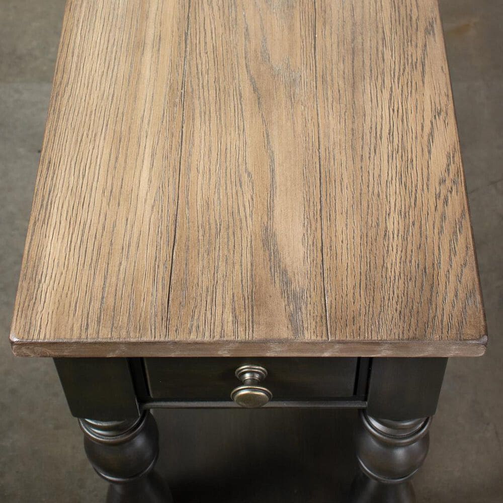 Riverside Furniture Barrington 1-Drawer Side Table in Antique Oak and Matte Black, , large