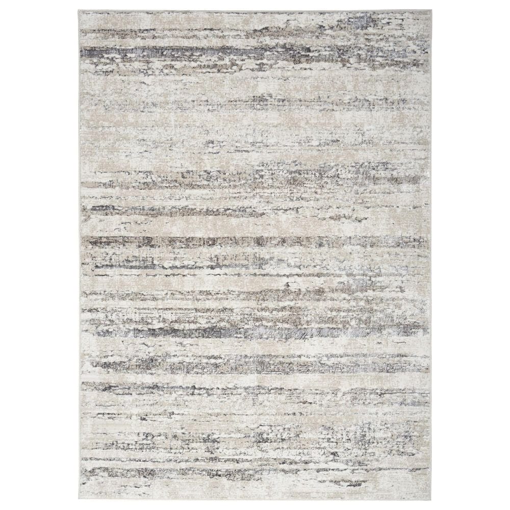 Nourison Glitz GLZ10 Cream and Grey 3"11" x 5"11" Area Rug, , large