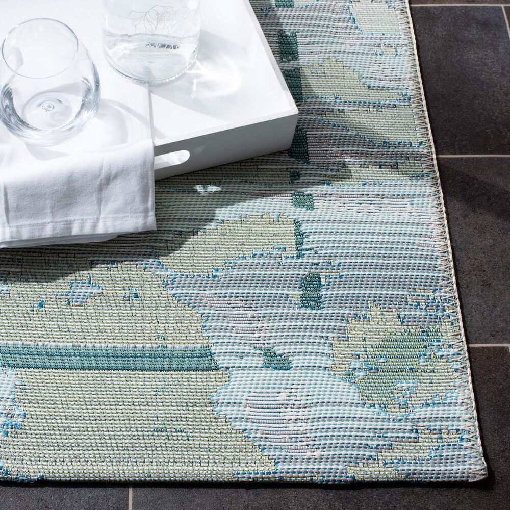 Safavieh Barbados Tropical Coral 3&#39;3&quot; x 5&#39;3&quot; Teal and White Indoor/Outdoor Area Rug, , large