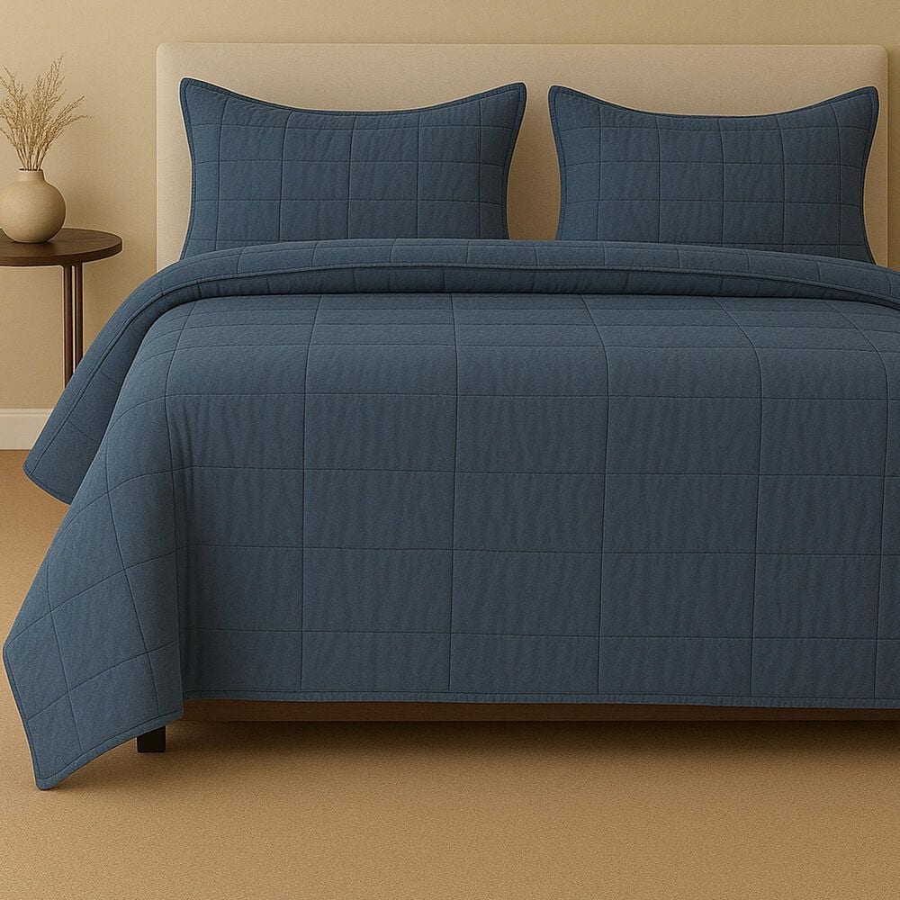 Ann Gish Cotton Canvas 30" x 36" Throw Pillow in Denim, , large