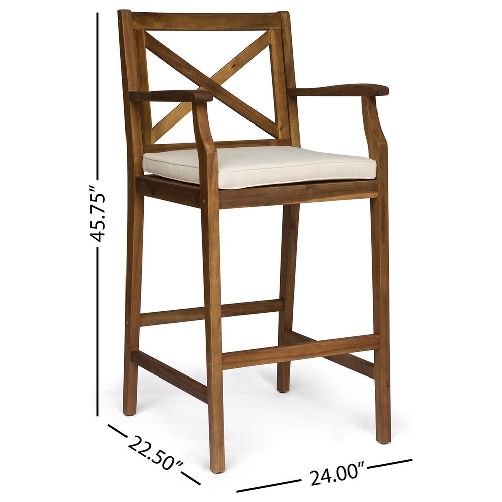 Hearth and Haven Perla Outdoor Bar Stool with Cushion in Brown &#40;Set of 2&#41;, , large
