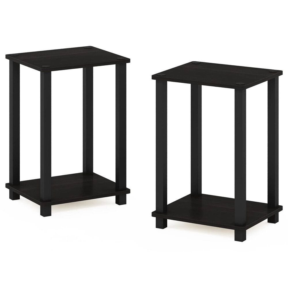 HOMLUX 2-Tier Small End Table in Espresso and Black (Set of 2), , large