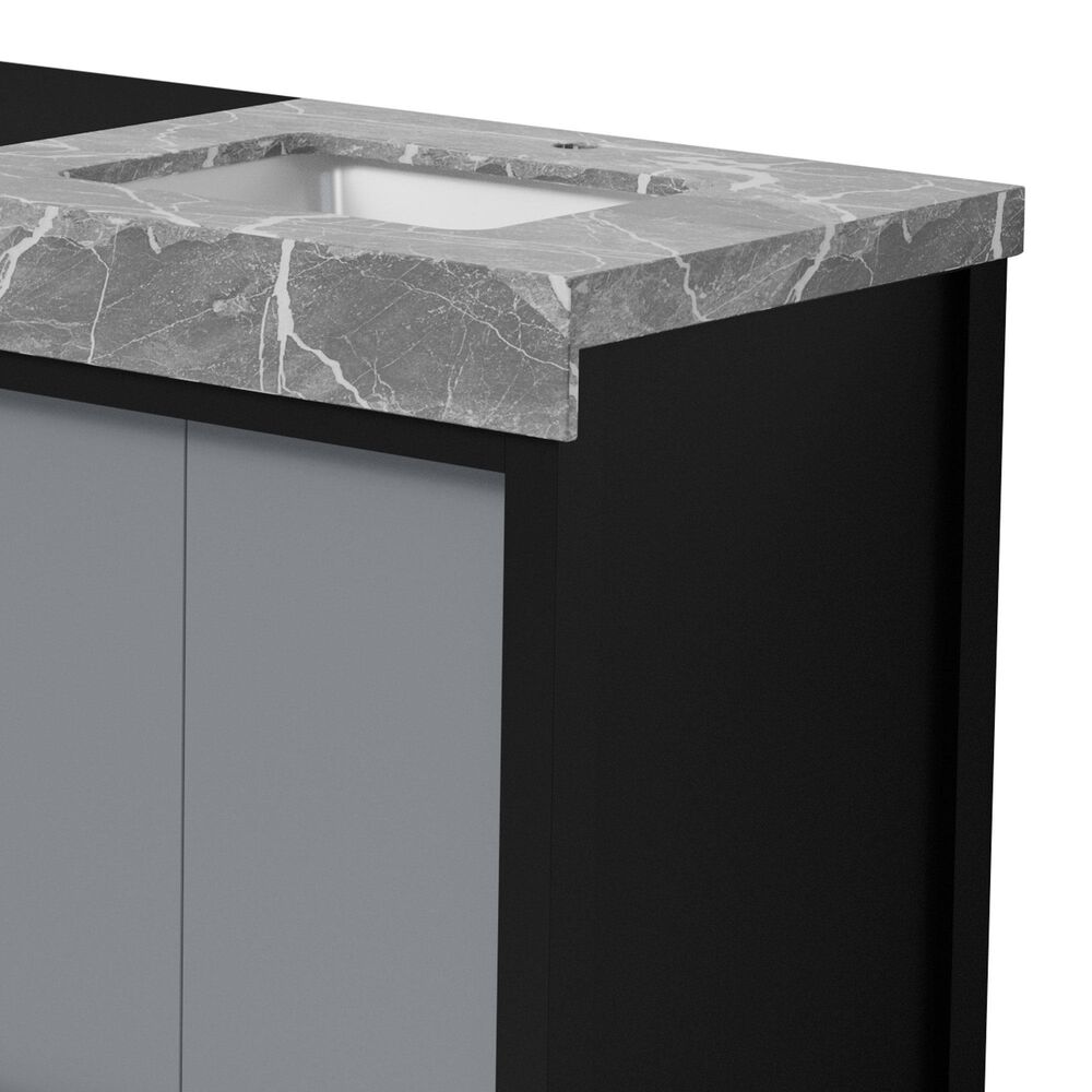 Lexora Home Zilara 80" Double Bathroom Vanity in Black and Grey with 11 cm Castle Grey Marble Top and Rectangular Sinks, , large