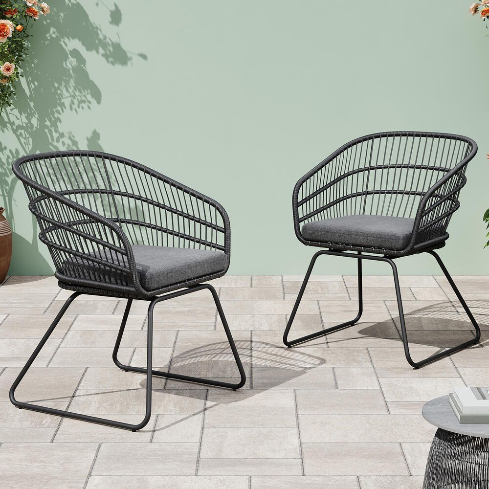 Hearth and Haven Terry Outdoor Dining Club Chair in Gray (Set of 2), , large