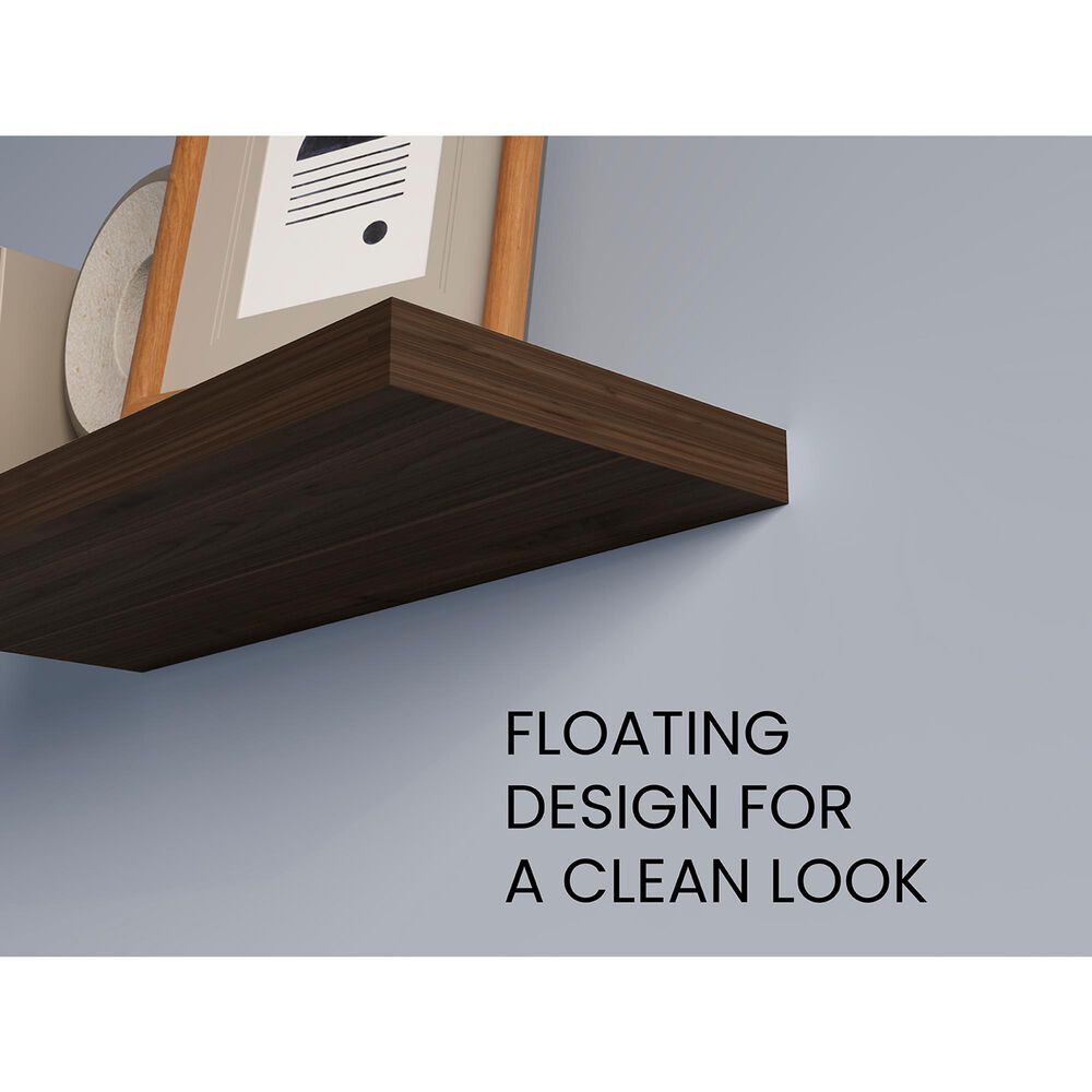 Hearth and Haven Ecco32" Floating Wall Shelf with Concealed Mounting in Dark Oak (Set of 2), , large