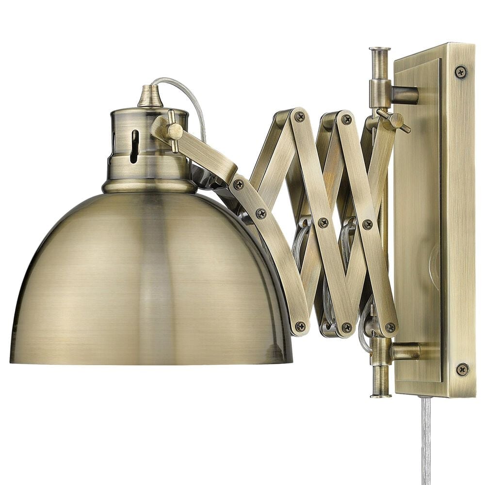Golden Lighting Hawthorn 1-Light Articulating Wall Sconce in Aged Brass, , large