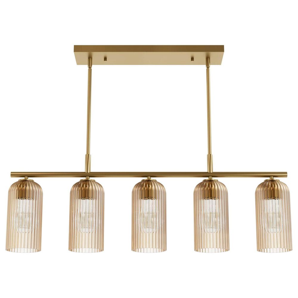 Hunter Beverly Glen Jasmine Roth 5-Light Island Chandelier in Luxe Gold, , large