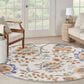 Nourison Aloha ALH17 5"3" Round Ivory and Blue Indoor/Outdoor Area Rug, , large