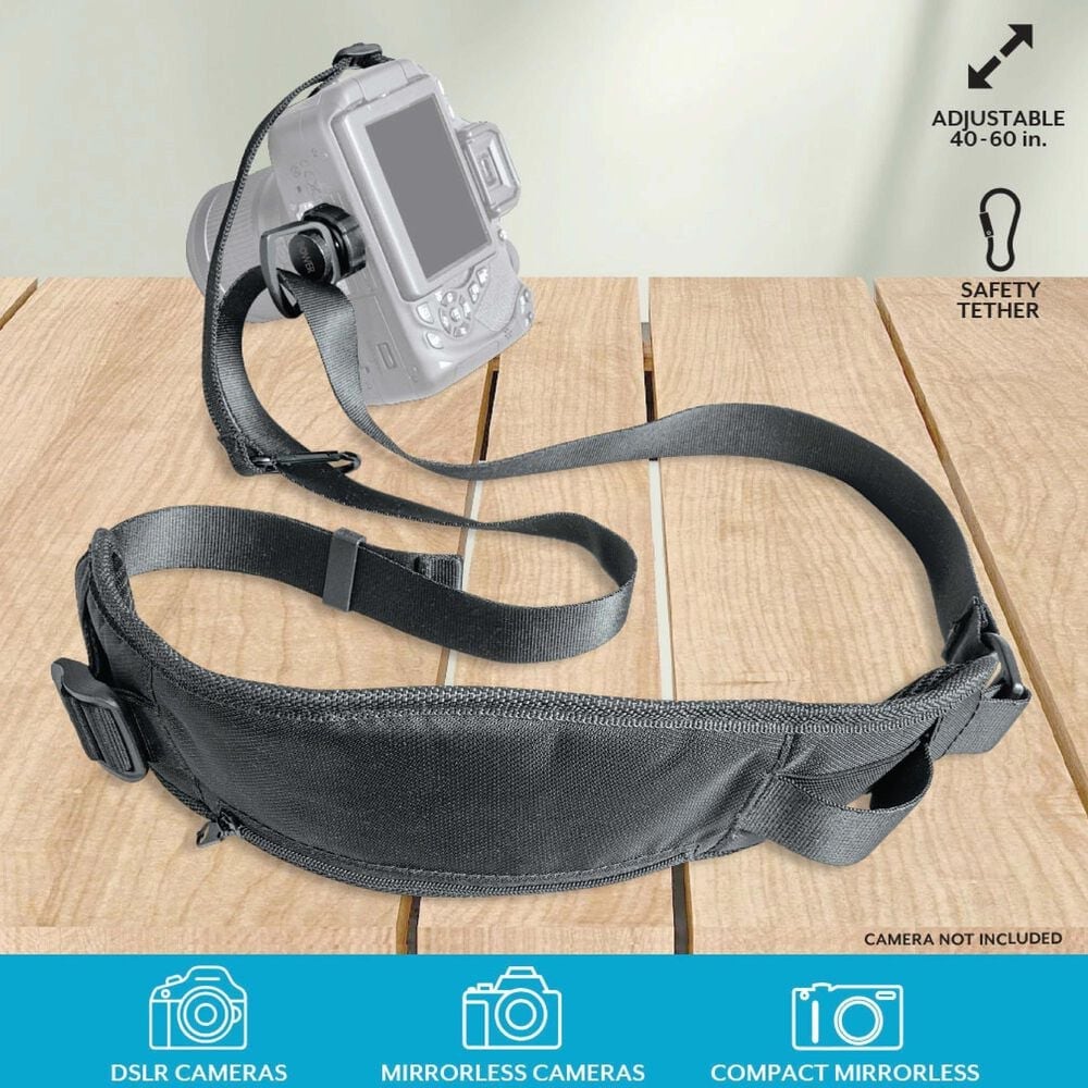 Bower Adjustable Waist Straps with Zipper Pouch DSLR Compact Cameras in Black, , large
