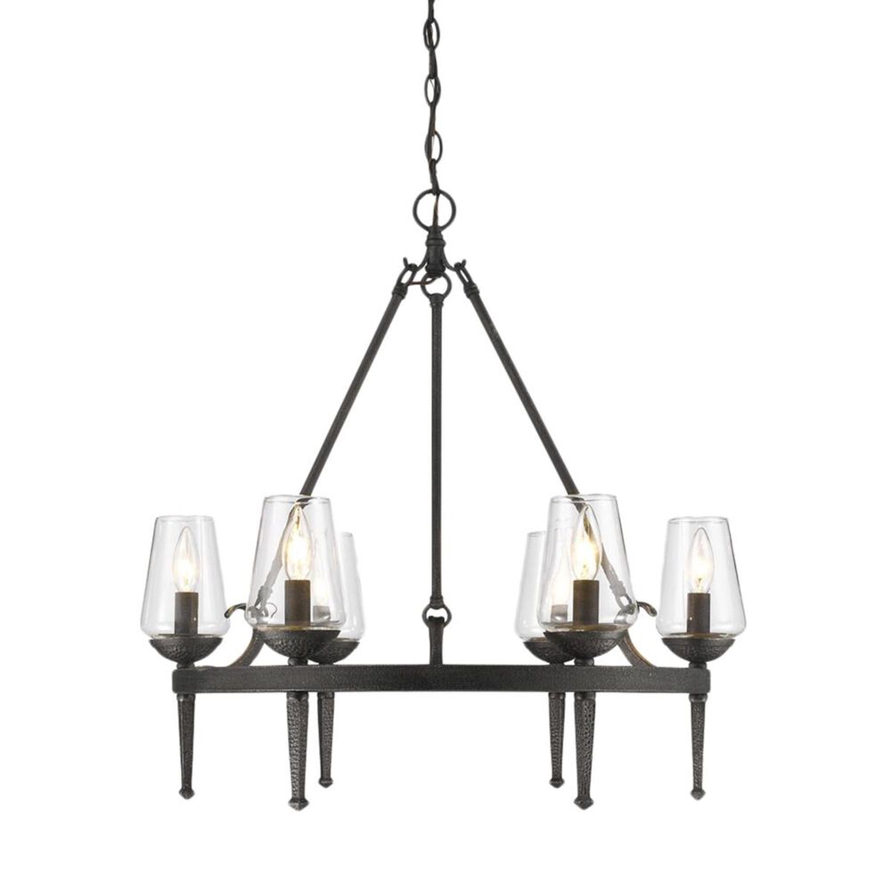 Golden Lighting Marcellis 6-Light Chandelier in Dark Natural Iron with Clear Glass, , large
