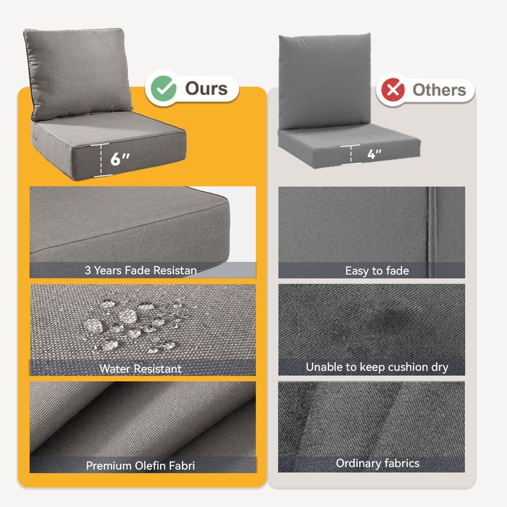 Sunwell Garden 24" Outdoor Seat and Back Cushion Set in Gray (Set of 2), , large