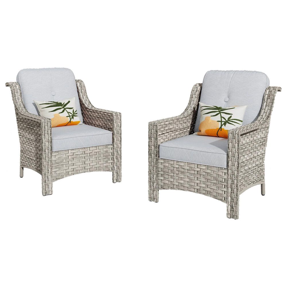 HOMLUX 5-Piece Patio Conversation Set with Two Ottomans in Light Gray, , large