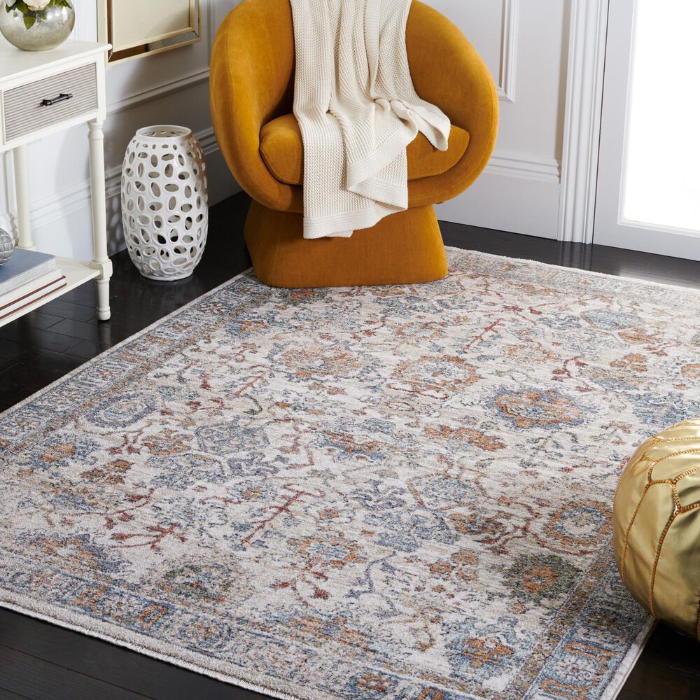 Safavieh Jasmine JSM319A 4&#39;5&quot; x 6&#39;5&quot; Ivory and Blue Area Rug, , large