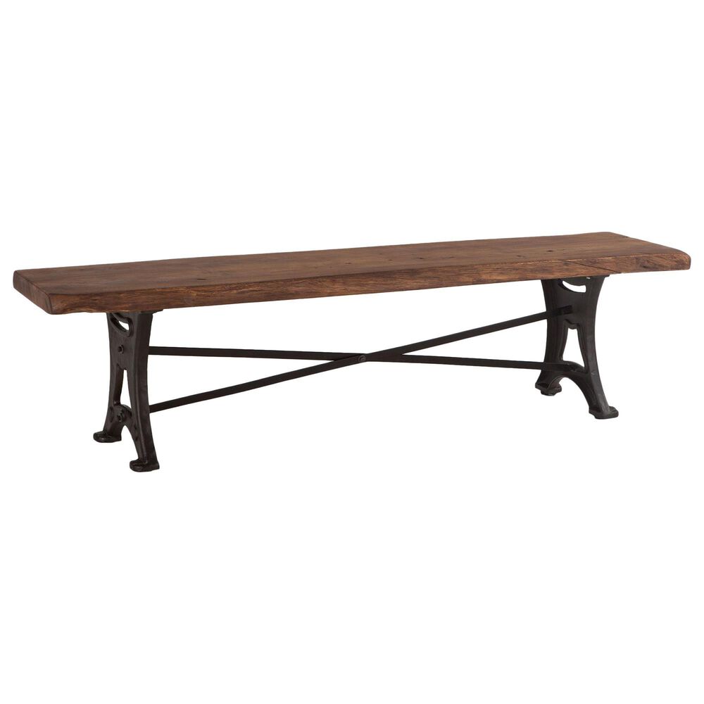 Home Trends & Design Organic Forge 70" Bench in Raw Walnut and Antique Zinc, , large