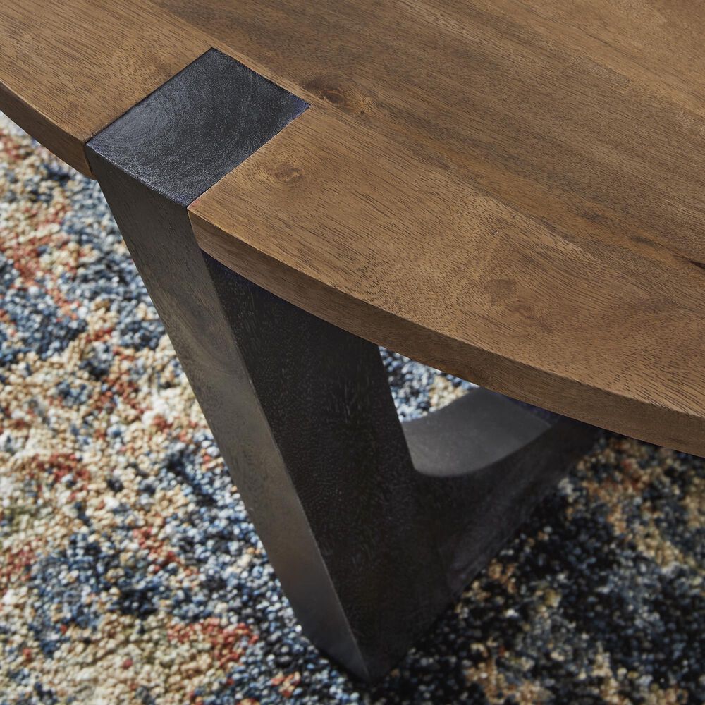 Ashley Hanneforth Round Cocktail Table in Brown and Black, , large