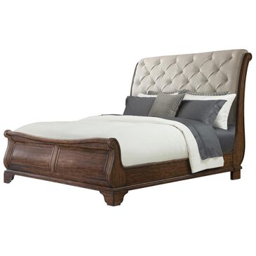 Trisha Yearwood Home Collection Queen Sleigh Upholstered Bed in Coffee, , large