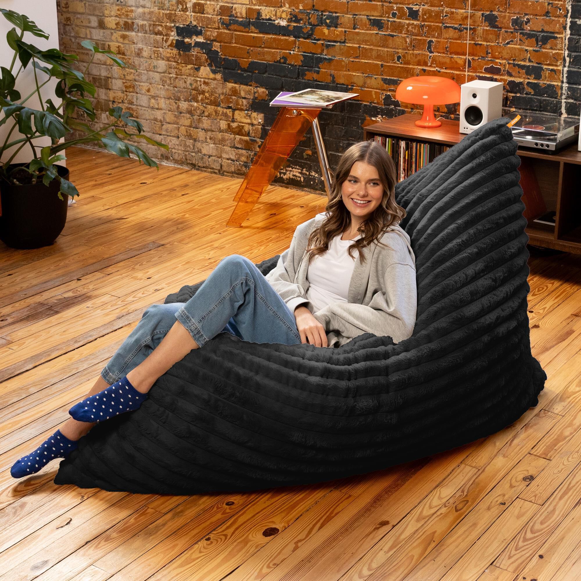 Jaxx Saxx 5.5' Bean Bag Floor Pillow and Lounger in Black