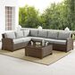 Crosley Furniture Bradenton 5-Piece Patio Sectional Set in Gray and Brown, , large