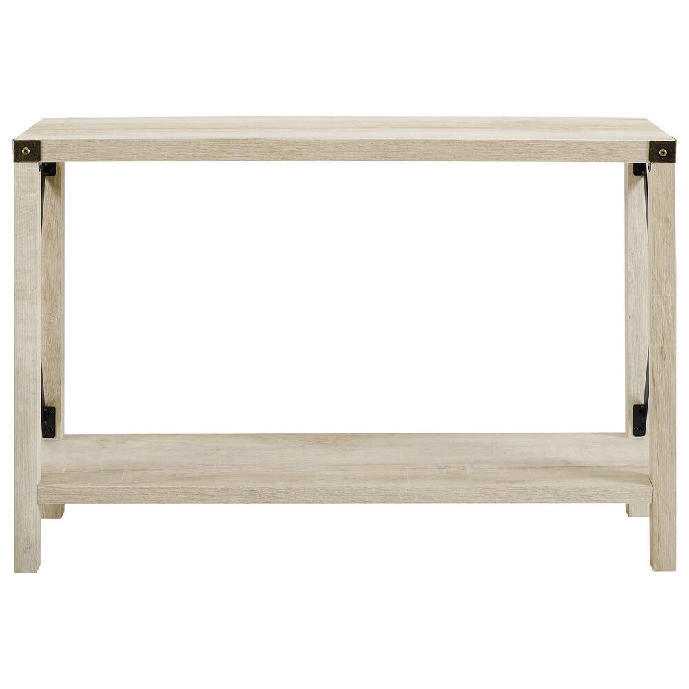 Walker Edison Metal X Entryway Table in White Oak, , large