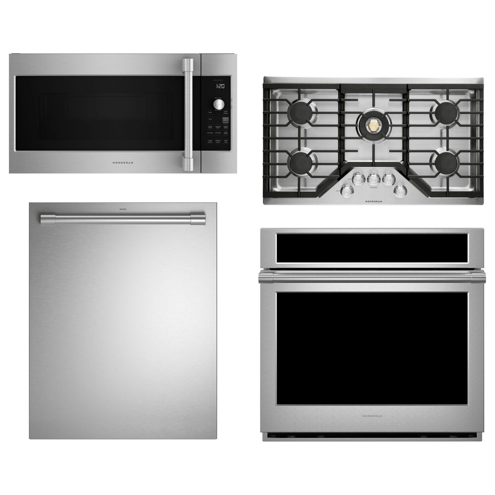 Monogram 4-Piece Kitchen Package with 30" Wall Oven and 36" Gas Cooktop in Stainless Steel, , large