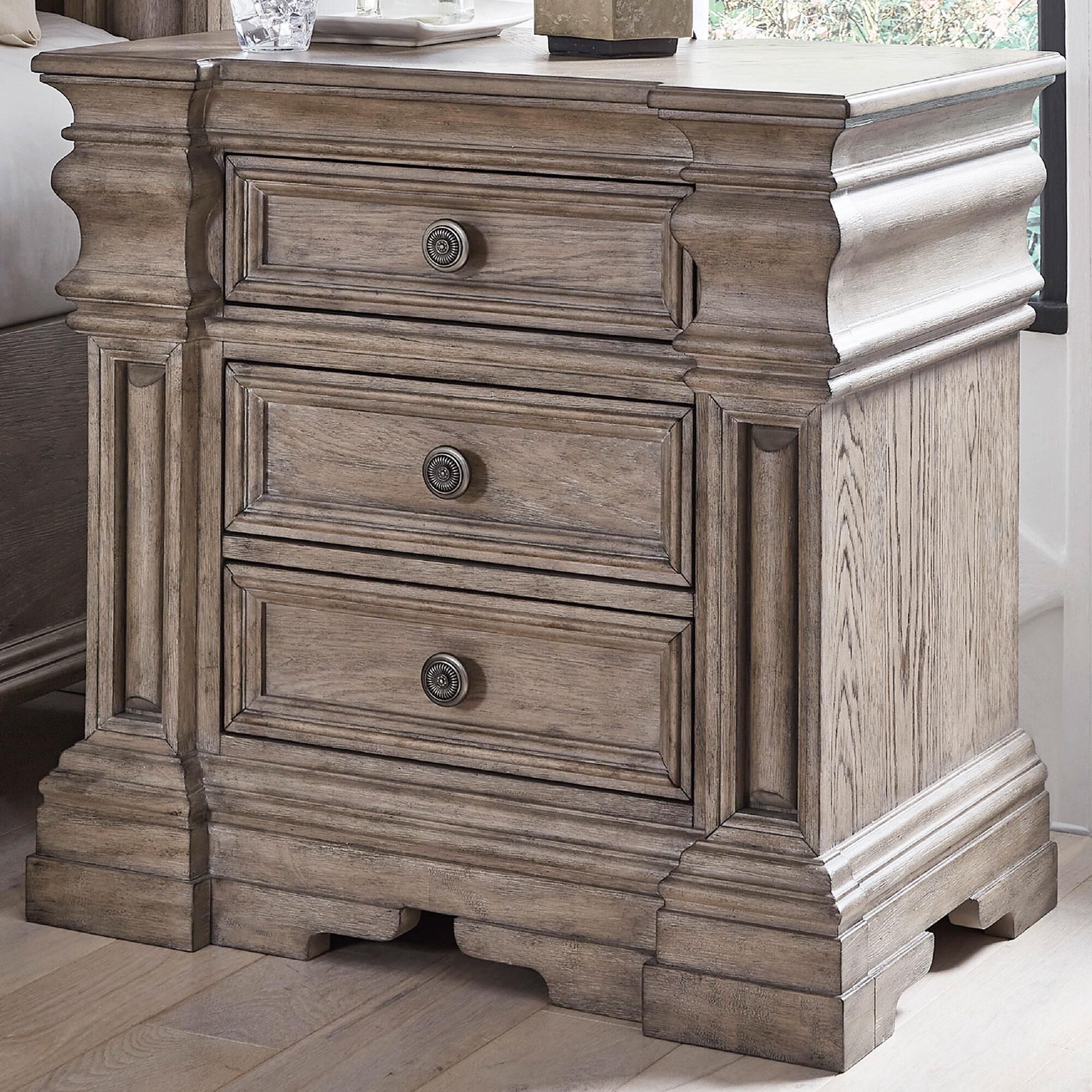 Millenium Blairhurst 3-Drawer Nightstand in Light Grayish Brown