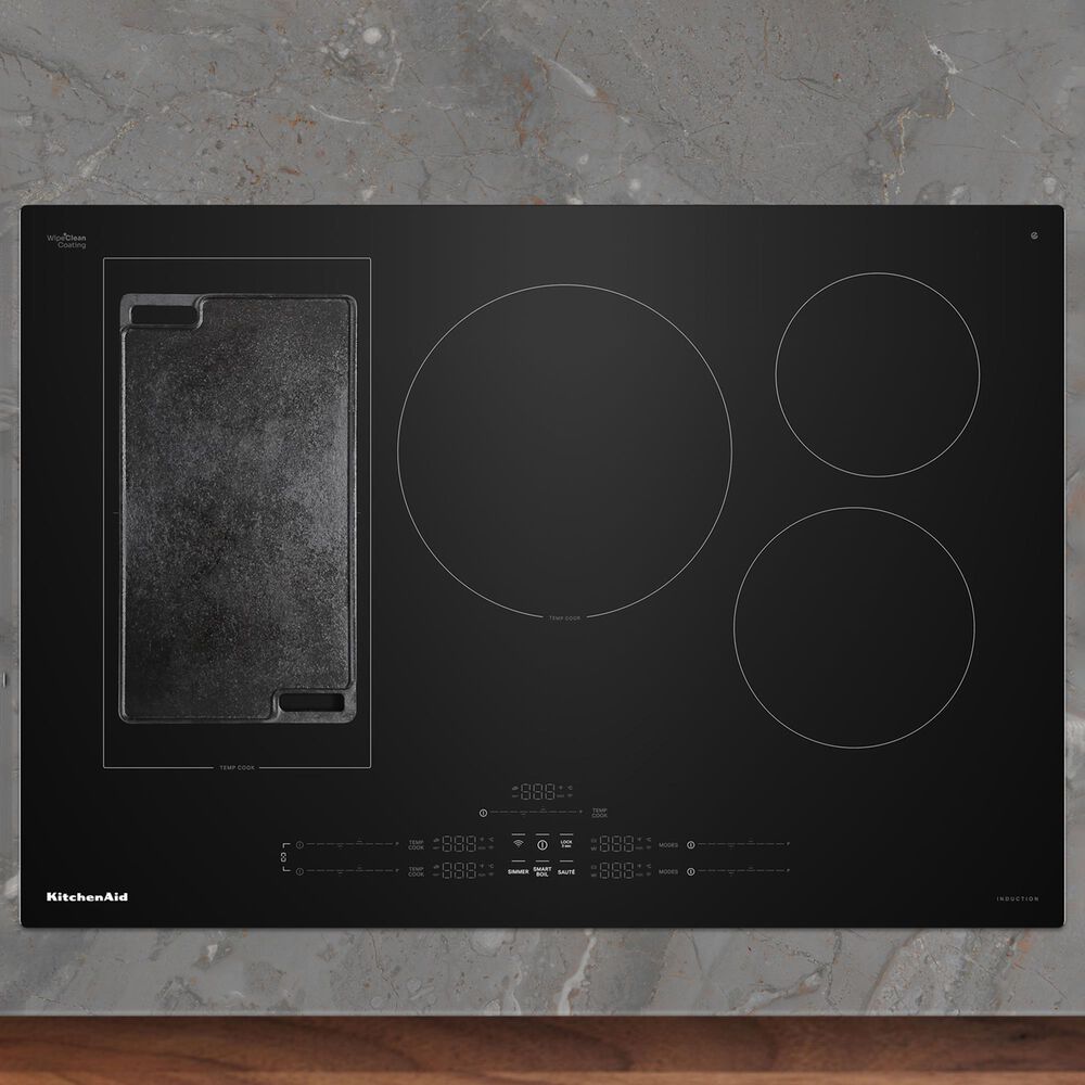KitchenAid 30&quot; Induction Cooktop with 5 Cooking Zones in Black and Stainless Steel, , large