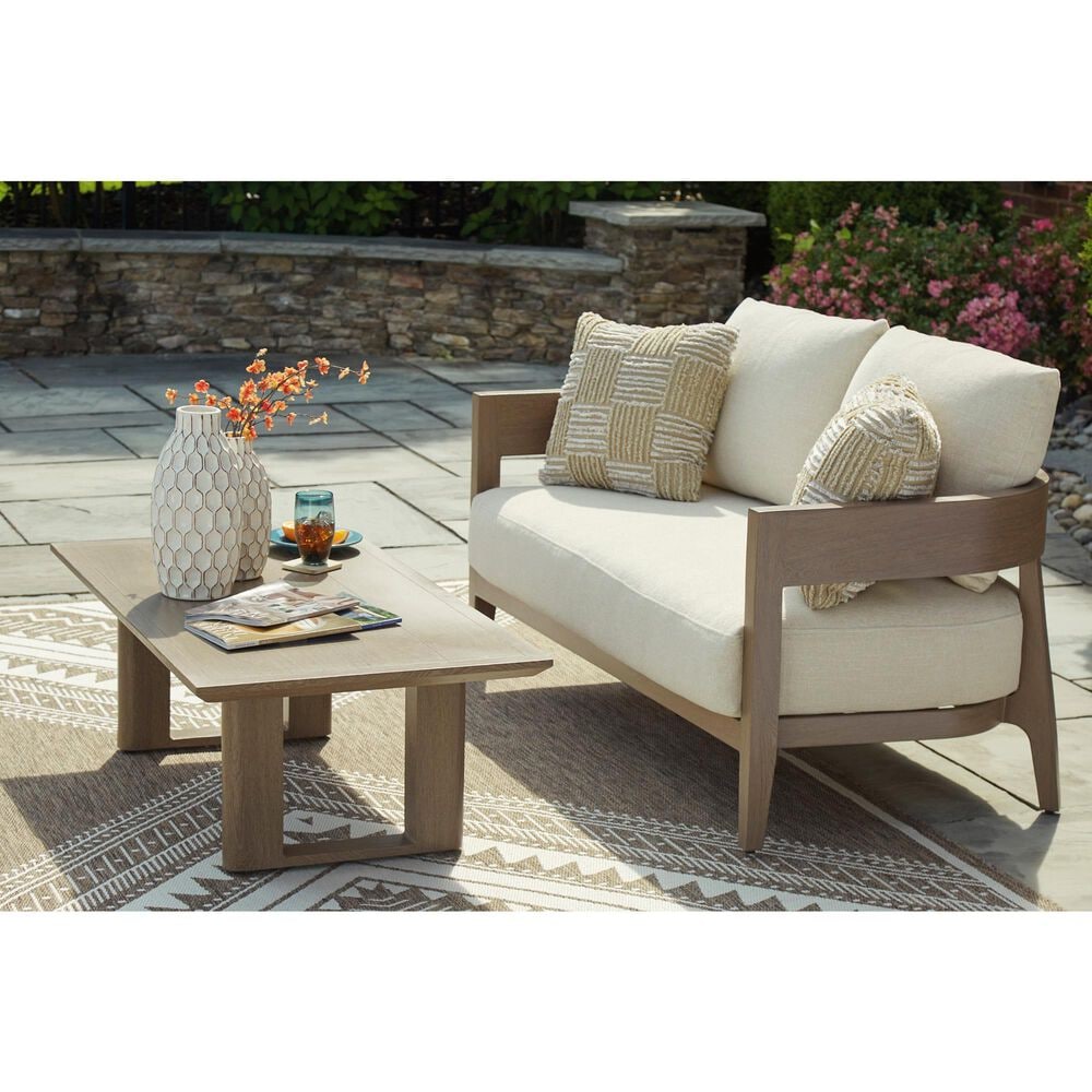 Ashley Serene Bay Patio Cocktail Table in Dark Brown, , large
