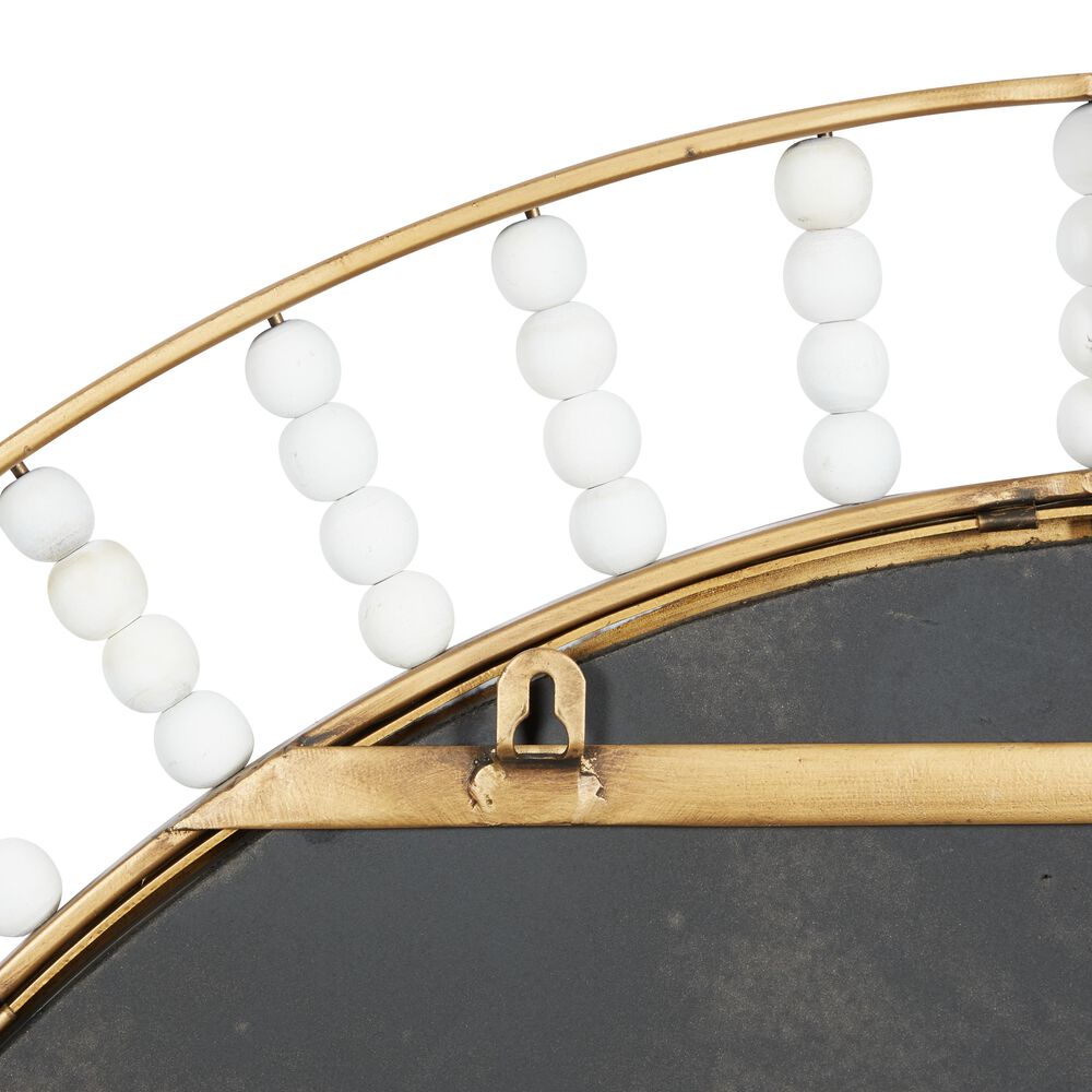 Maple and Jade 32&quot; Round Wall Mirror in Golden Brown and White, , large