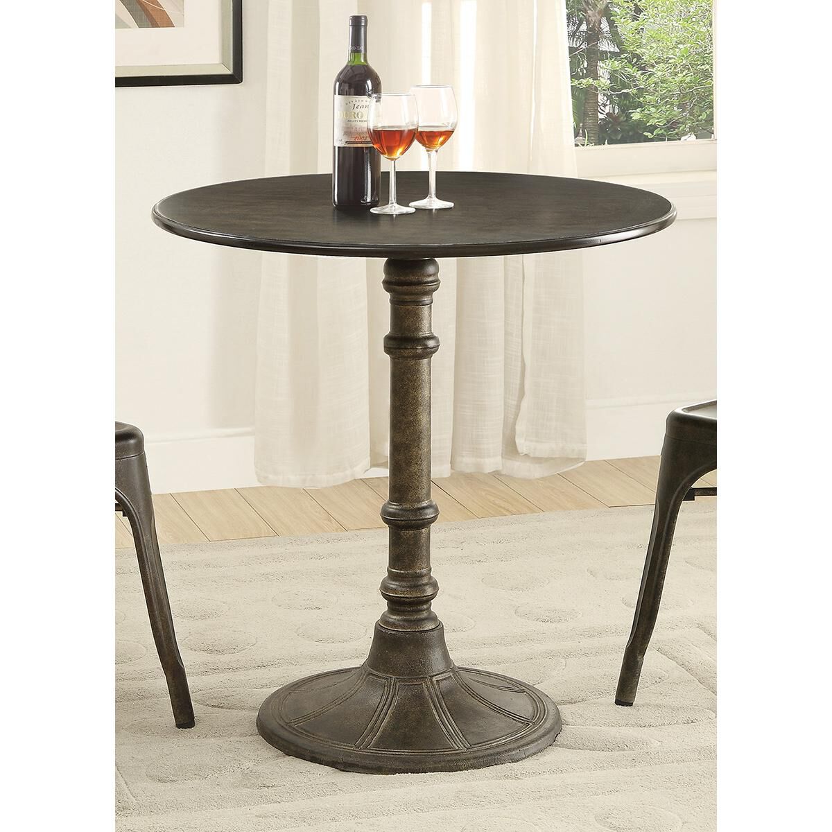 Pacific Landing Oswego Round Bistro Table in Antique Bronze and