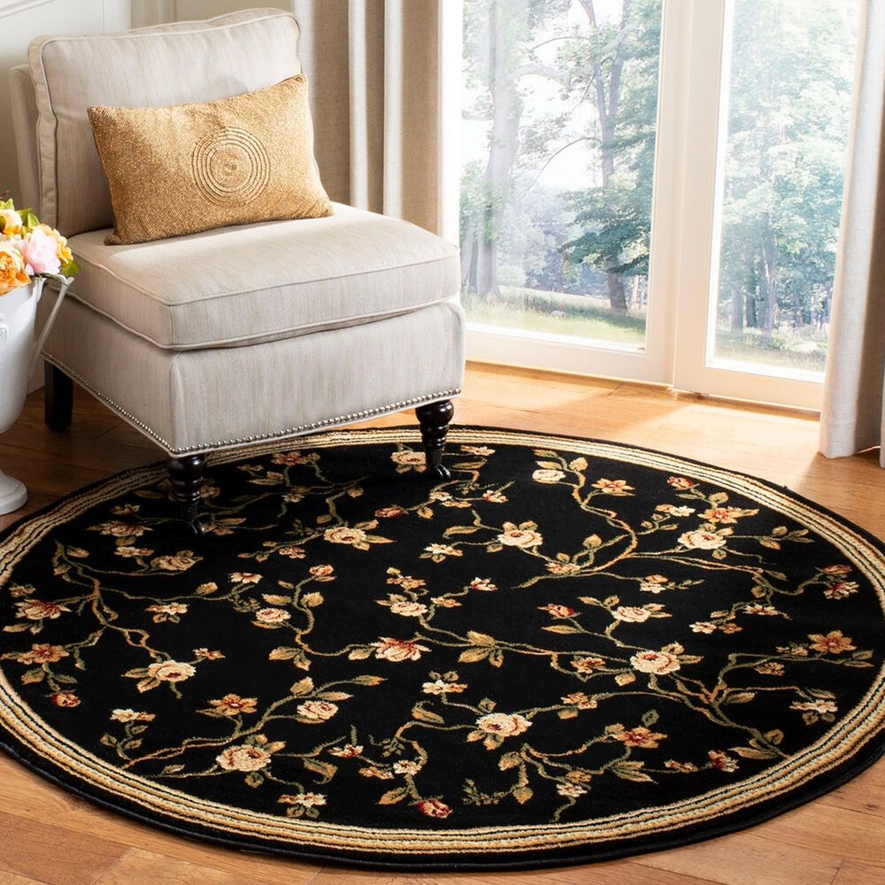 Safavieh Lyndhurst 5&#39;3&quot; Round Black and Green Area Rug, , large