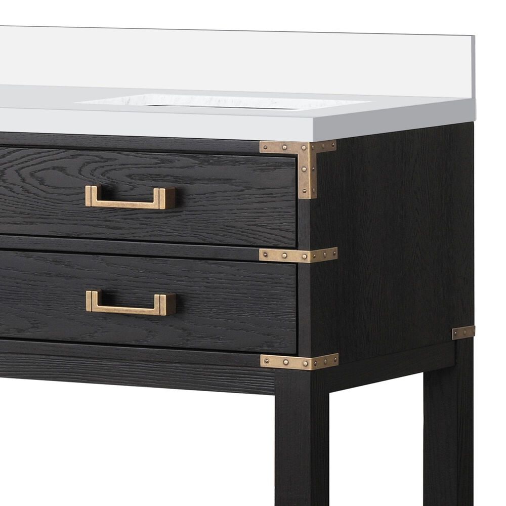 Lexora Home Norwalk 60&quot; Double Bathroom Vanity in Black Oak with White Quartz Top and Rectangular Sinks, , large