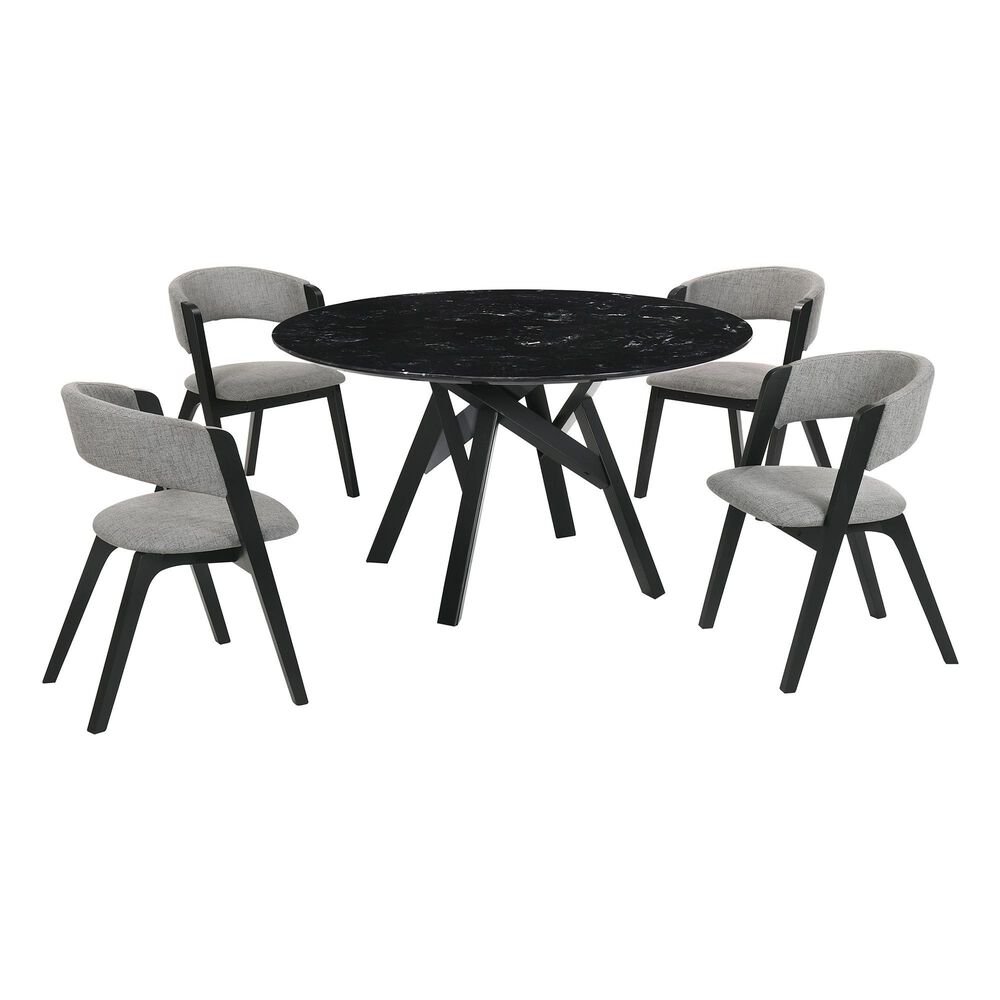 Blue River Venus and Rowan 5-Piece Dining Set with Gray Cushion in Black, , large