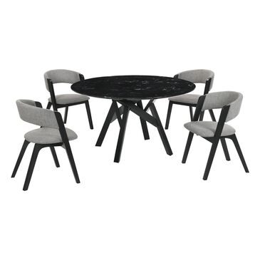 Blue River Venus and Rowan 5-Piece Dining Set with Gray Cushion in Black, , large