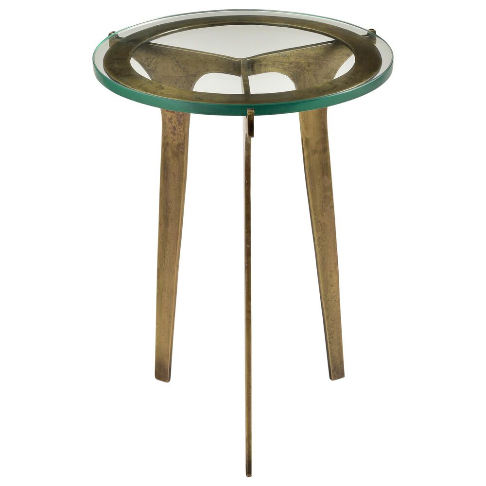 Moe's Home Collection Halvorsen Accent Table in Yellow with Antique-Brass Finish, , large
