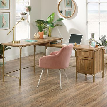 Sauder Coral Cape L-Shaped Desk in Sindoori Mango and Satin Gold, , large