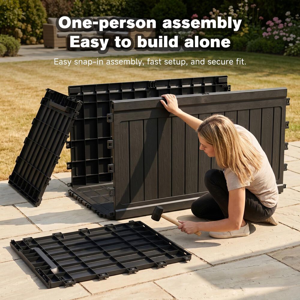 Hearth and Haven 230-Gallon Outdoor Plastic Deck Box in Black, , large
