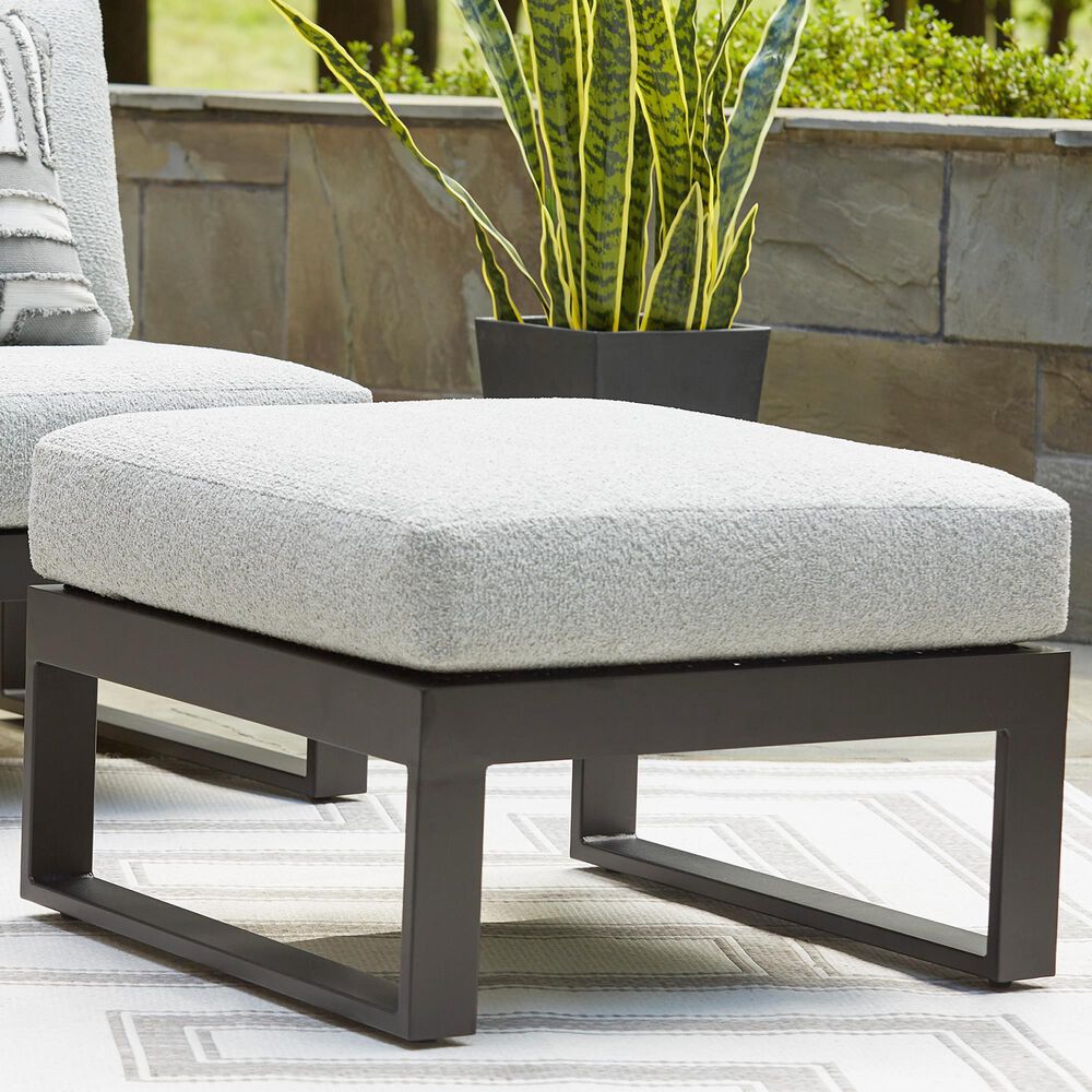 Ashley Beachloft Patio Ottoman with Gray Cushion in Black, , large