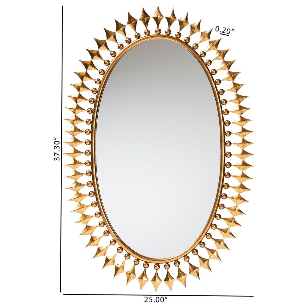Baxton Studio Rogier Metal Accent Wall Mirror in Antique Gold Leaf, , large