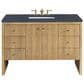 James Martin Vanities Hudson 48" Single Bathroom Vanity in Light Natural Oak with 3 cm Charcoal Soapstone Quartz Top and Rectangular Sink, , large
