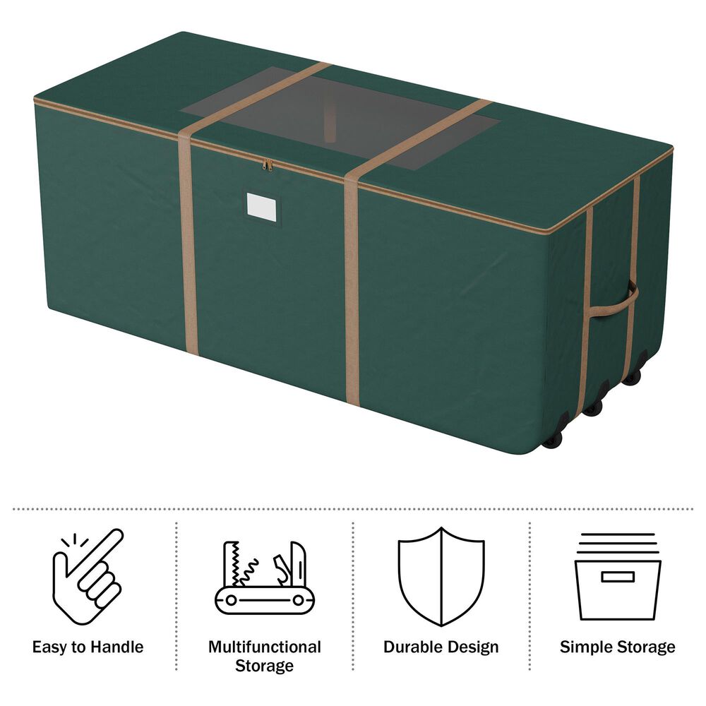 Timberlake 9&#39; Rolling Christmas Tree Storage Bag with Wheels in Green and Gold, , large