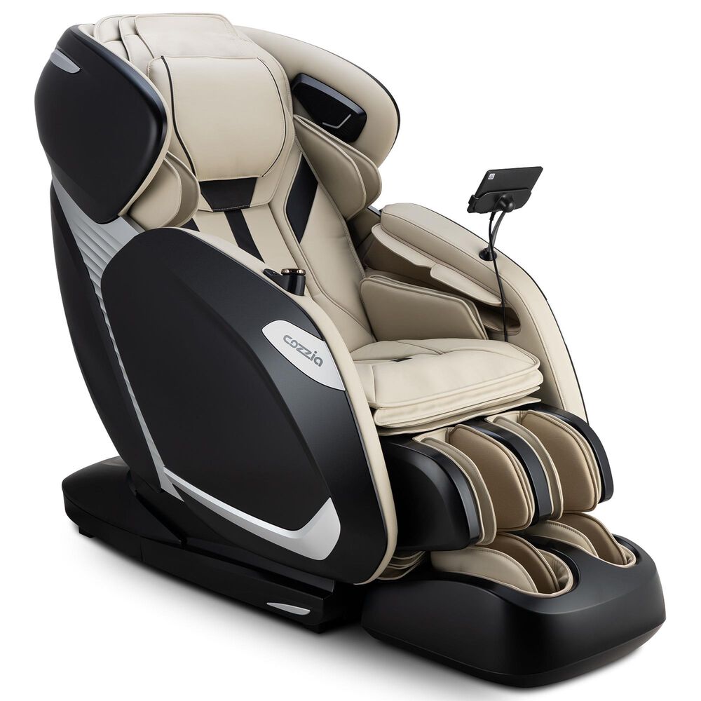 Cozzia Zen Duo Power Massage Chair with Ivory Cushion in Black, , large