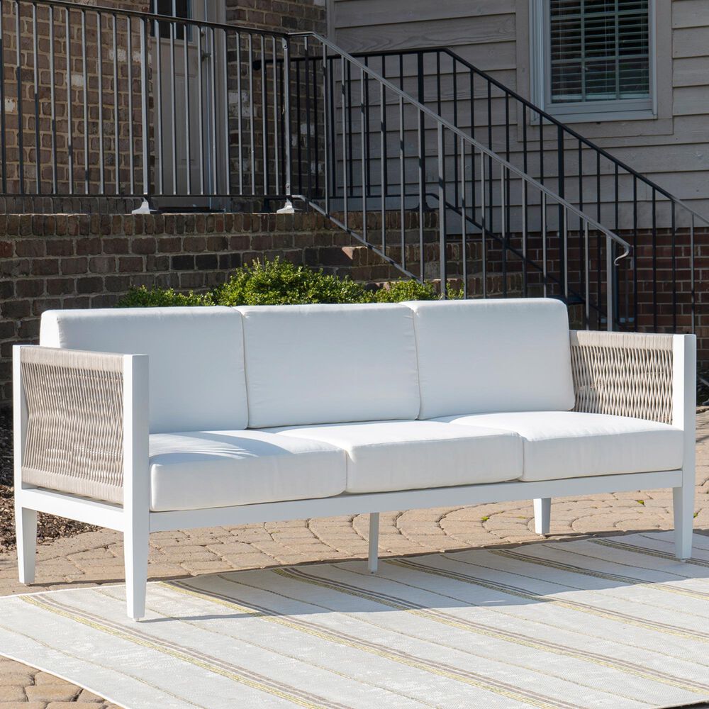 Linon Home Decor Claiborne 3-Seater Outdoor Sofa in White, , large