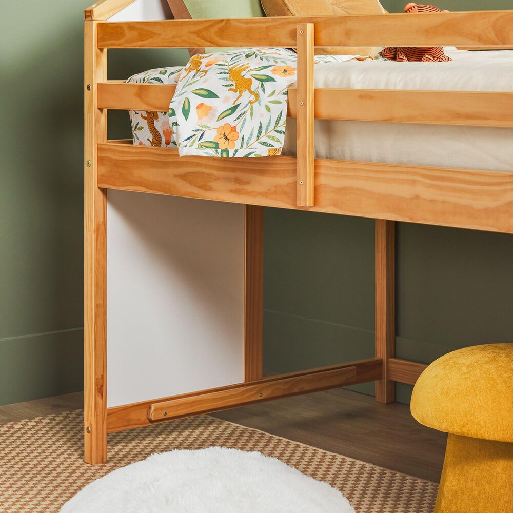 Walker Edison Skyler Twin Low Loft Bunk Bed in Natural Pine, , large