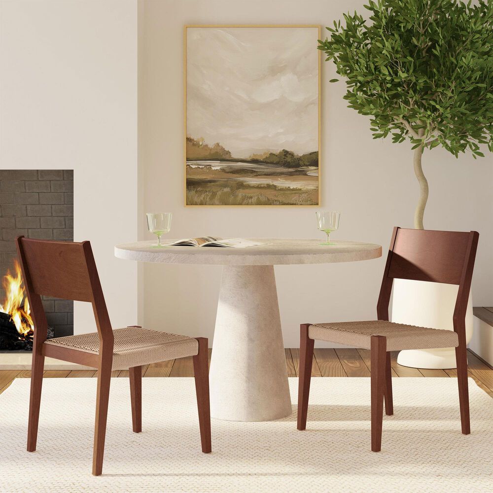 Linon Home Decor Cadence Side Chair with Woven Rope Seat in Brown (Set of 2), , large