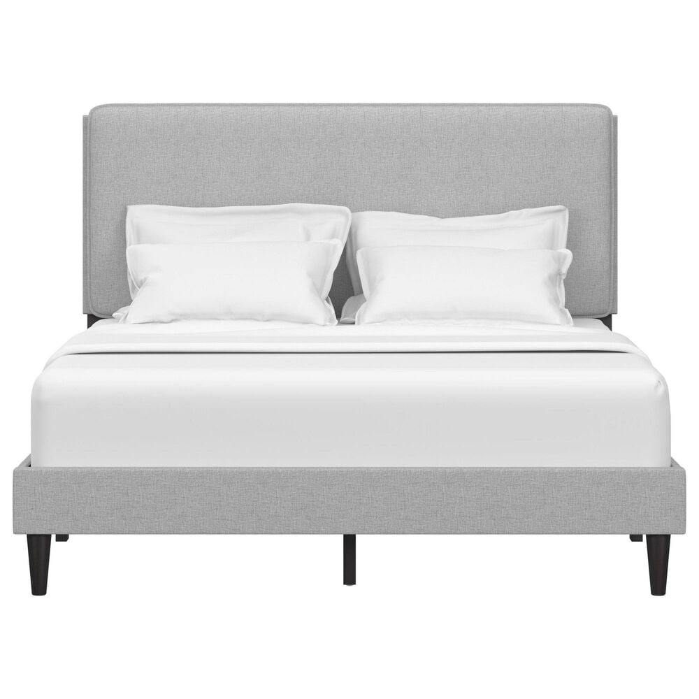 Richlands Furniture Emslie Queen Platform Bed with Light Gray Upholstery in Black, , large