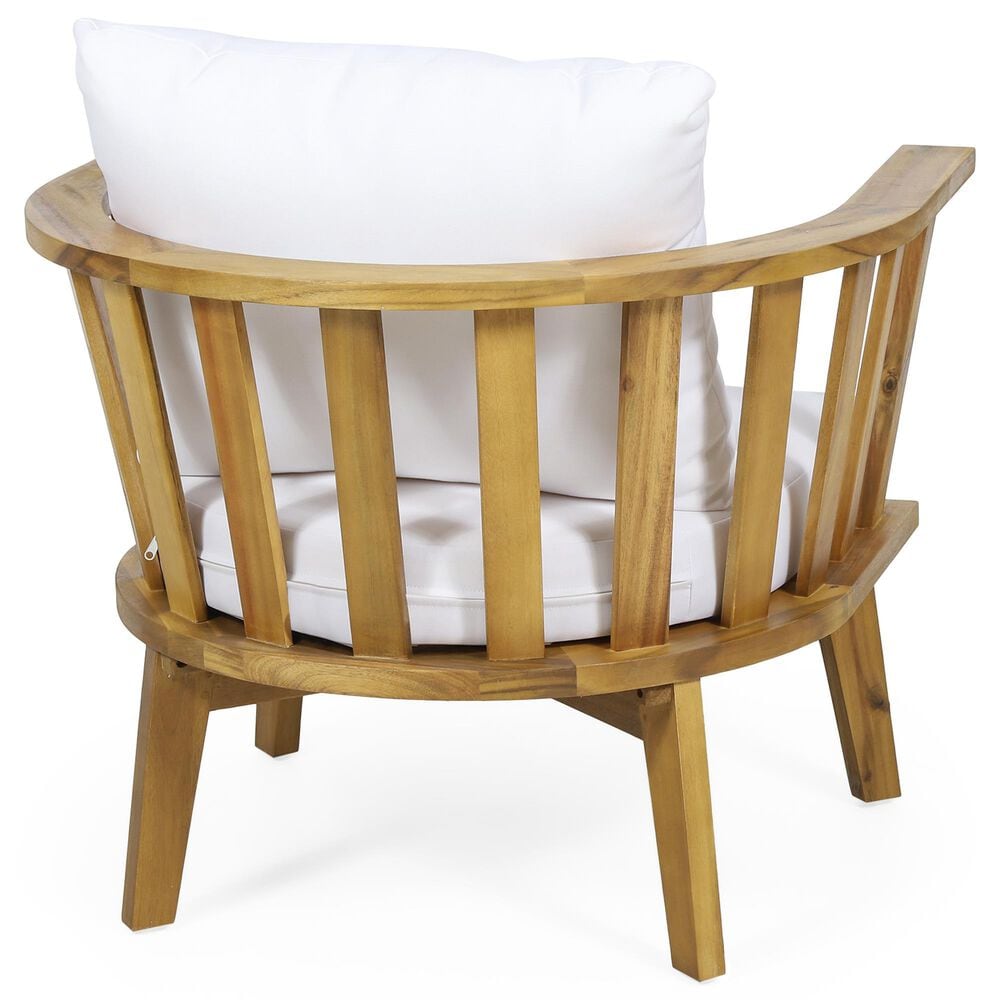Hearth and Haven Outdoor Club Chair with White Cushion in Teak, , large