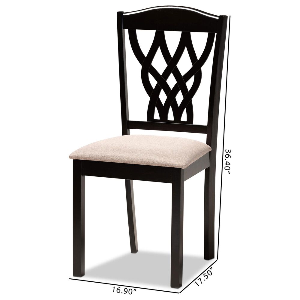 Baxton Studio Delilah Side Chair with Sand Cushion in Dark Brown (Set of 2), , large